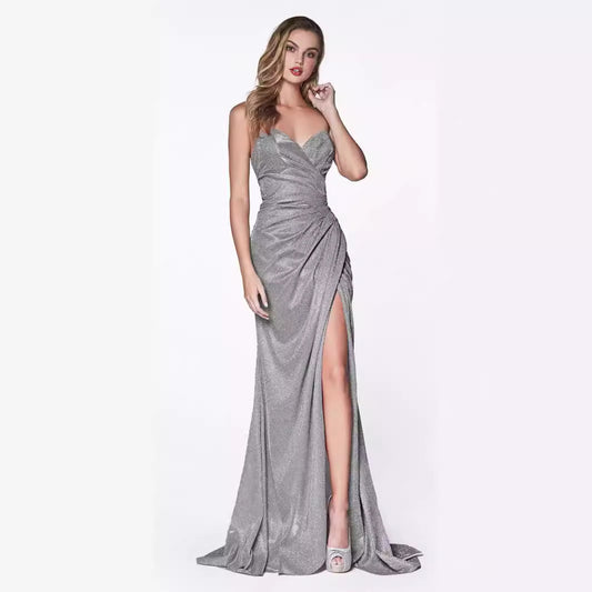Women's Sequin Strapless High Slit Mermaid Evening Gown
