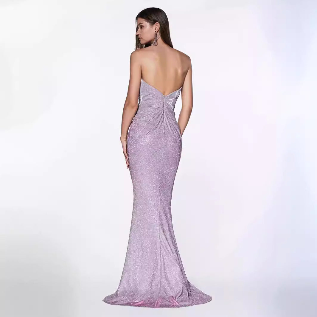 Women's Sequin Strapless High Slit Mermaid Evening Gown