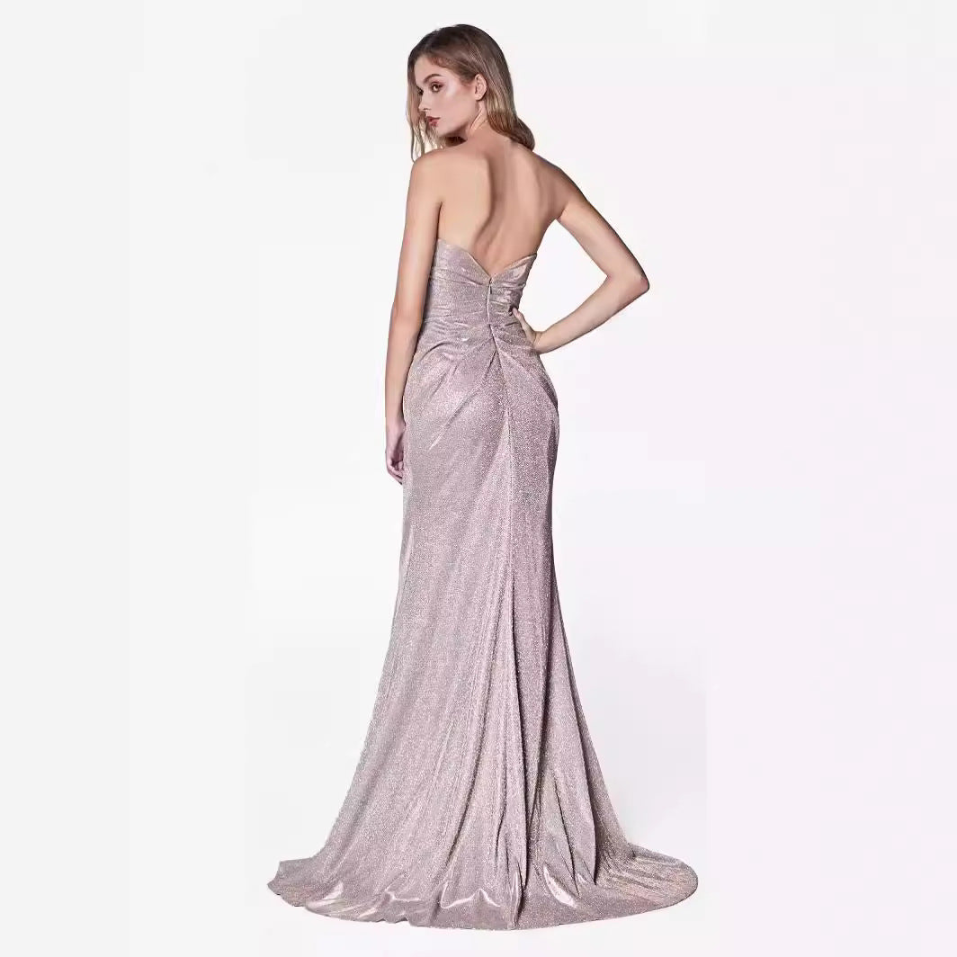 Women's Sequin Strapless High Slit Mermaid Evening Gown