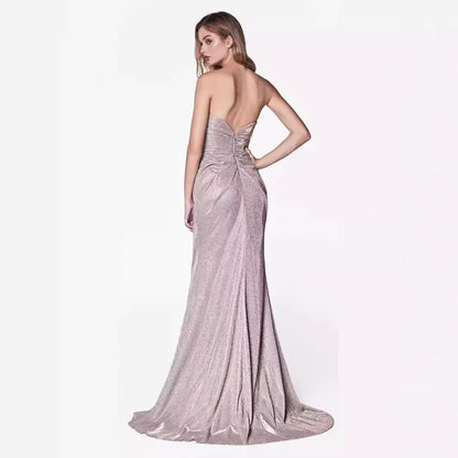 Women's Sequin Strapless High Slit Mermaid Evening Gown