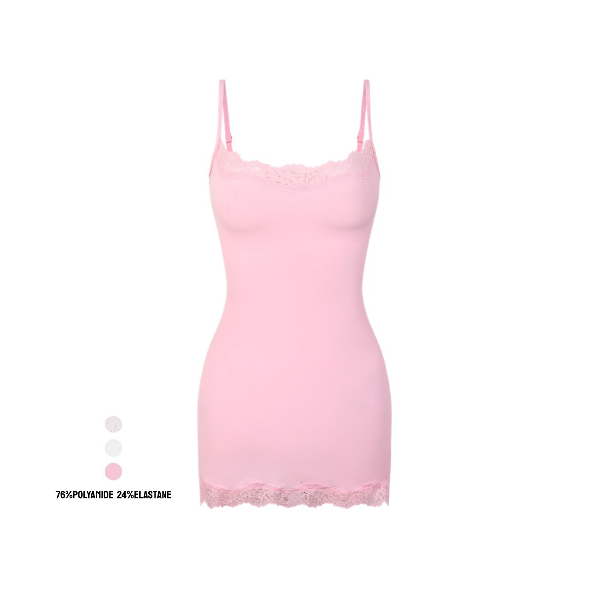Women's Lace Trim Stretch Camisole Mini Dress