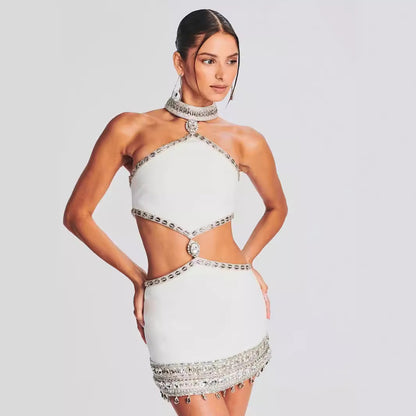 Women's Halter Cut-Out Sleeveless Mini Dress