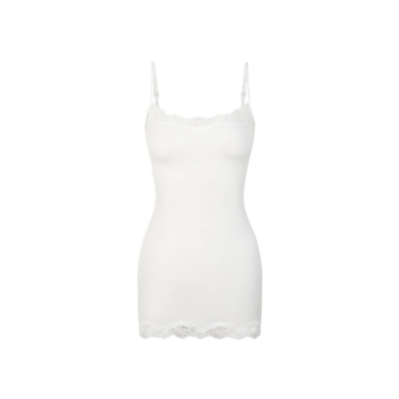 Women's Lace Trim Stretch Camisole Mini Dress