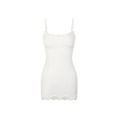 Women's Lace Trim Stretch Camisole Mini Dress